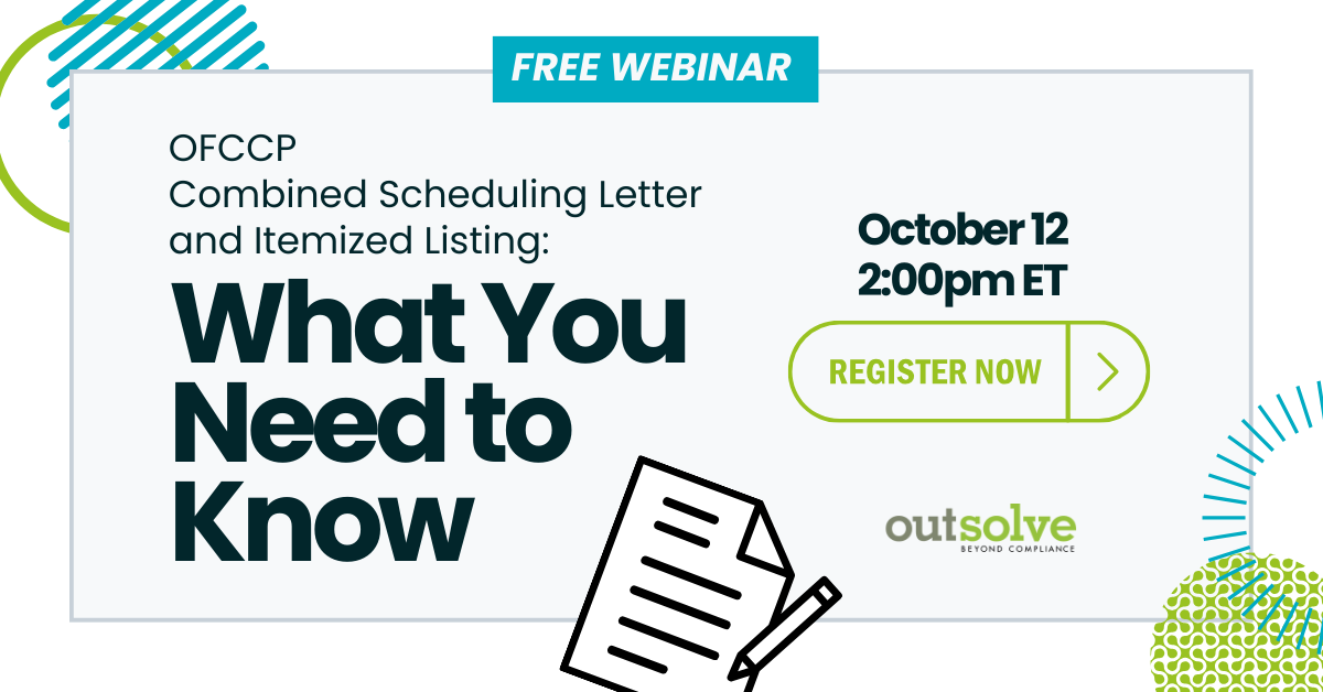 Join OutSolve as we discuss the very significant updates to the OFCCP’s Combined Scheduling Letter and Itemized Listing in this comprehensive overview webinar. 