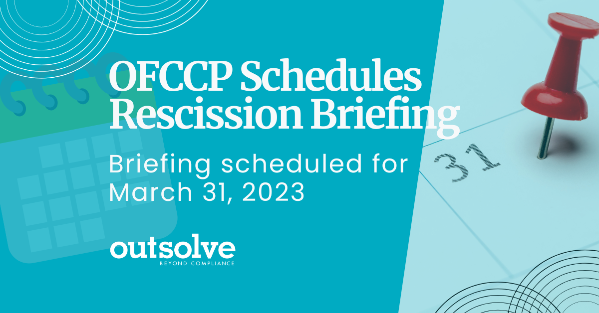 OFCCP Schedules Religious Exemption Rule Rescission Briefing